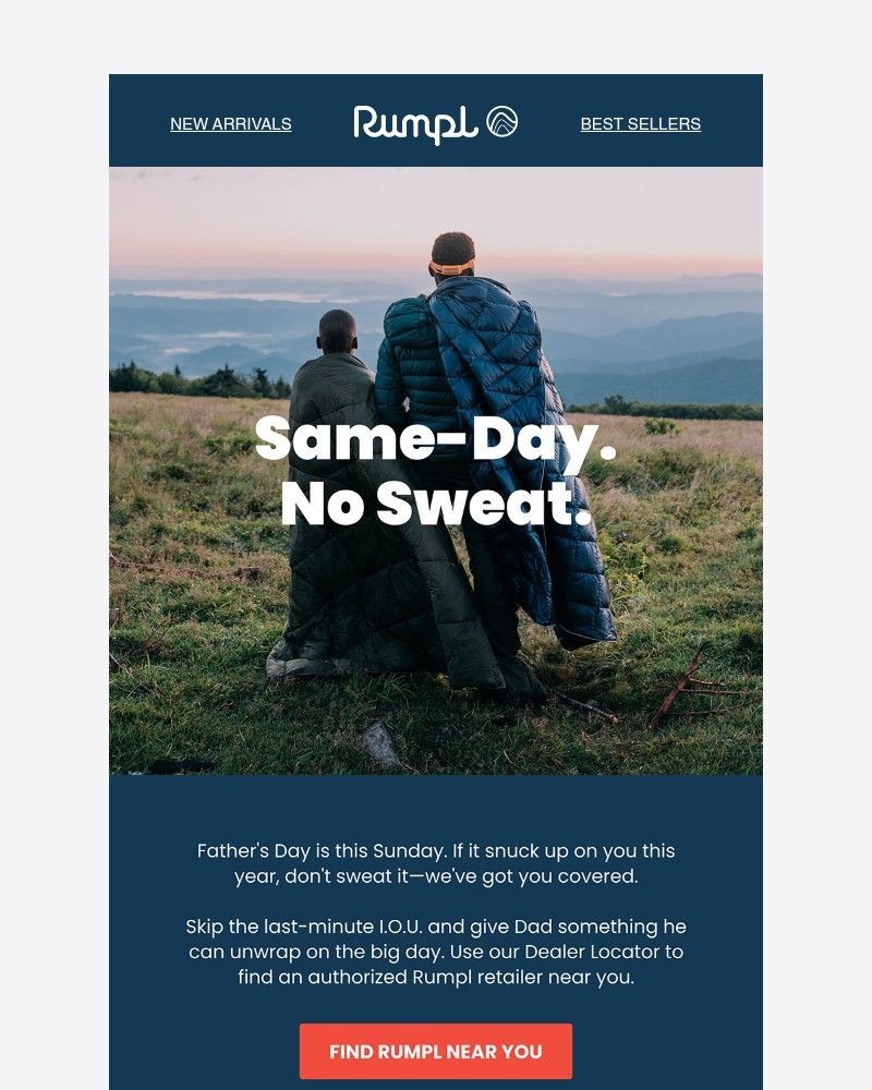 Screenshot of email sent to a Rumpl Newsletter subscriber