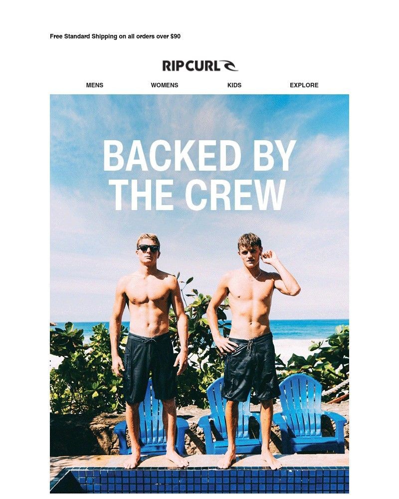 Screenshot of email sent to a Ripcurl Newsletter subscriber