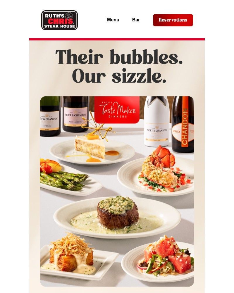 Screenshot of email sent to a Ruth’s Chris Newsletter subscriber