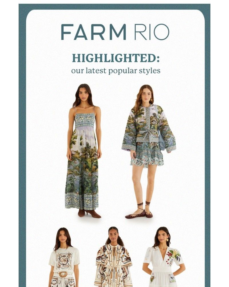 Screenshot of email sent to a Farm Rio Newsletter subscriber