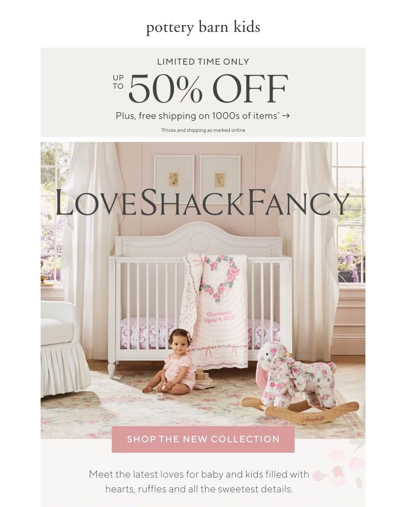 Screenshot of email sent to a Pottery Barn Newsletter subscriber