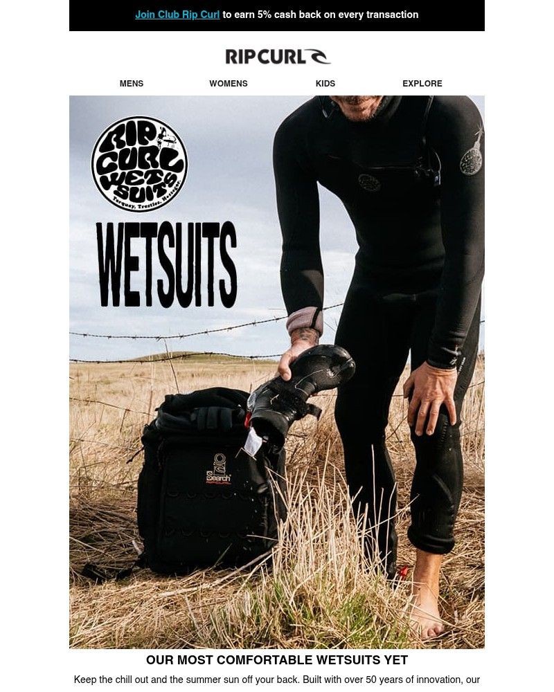 Screenshot of email sent to a Ripcurl Newsletter subscriber