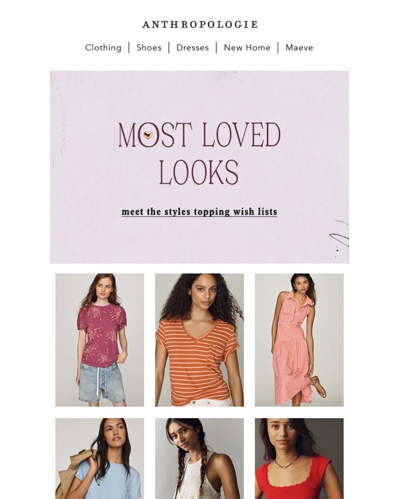 Screenshot of email sent to a Anthropologie Newsletter subscriber