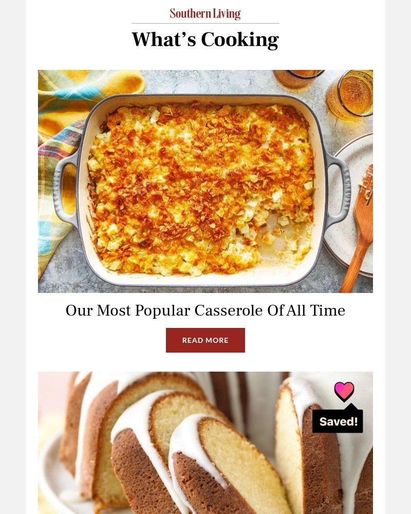 Screenshot of email sent to a Southern Living Newsletter subscriber