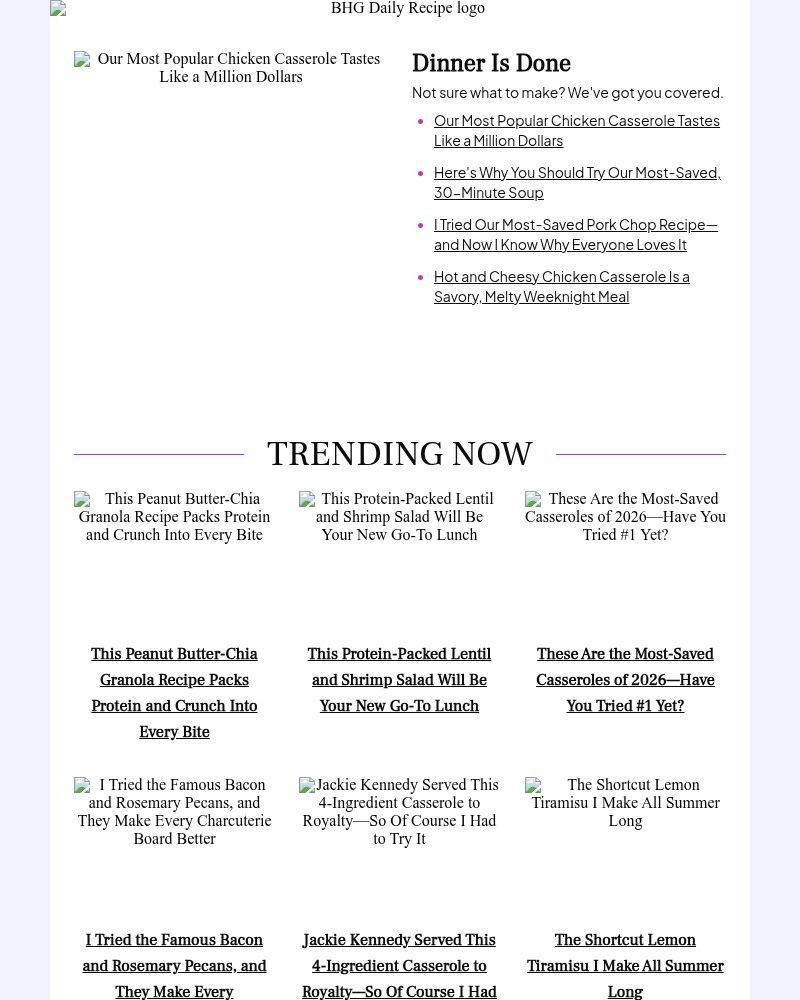 Screenshot of email sent to a Better Homes and Gardens Newsletter subscriber