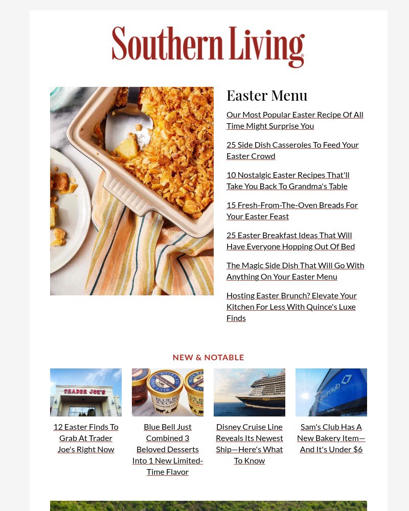 Screenshot of email sent to a Southern Living Newsletter subscriber