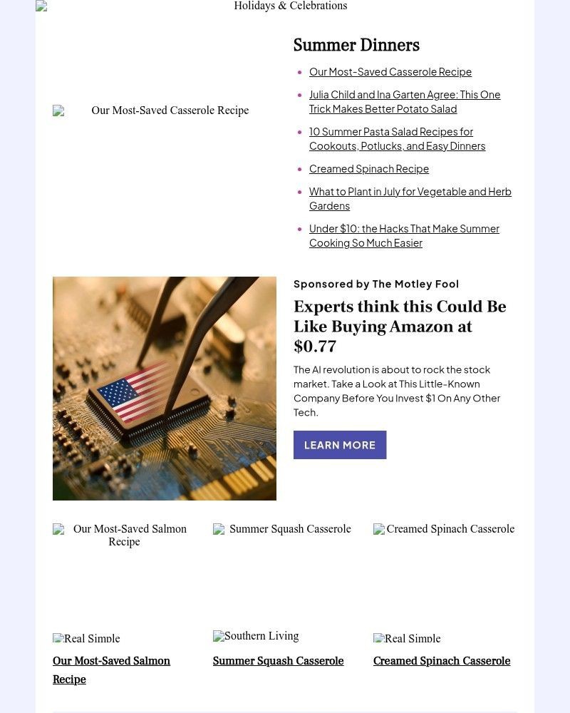 Screenshot of email sent to a Better Homes and Gardens Newsletter subscriber