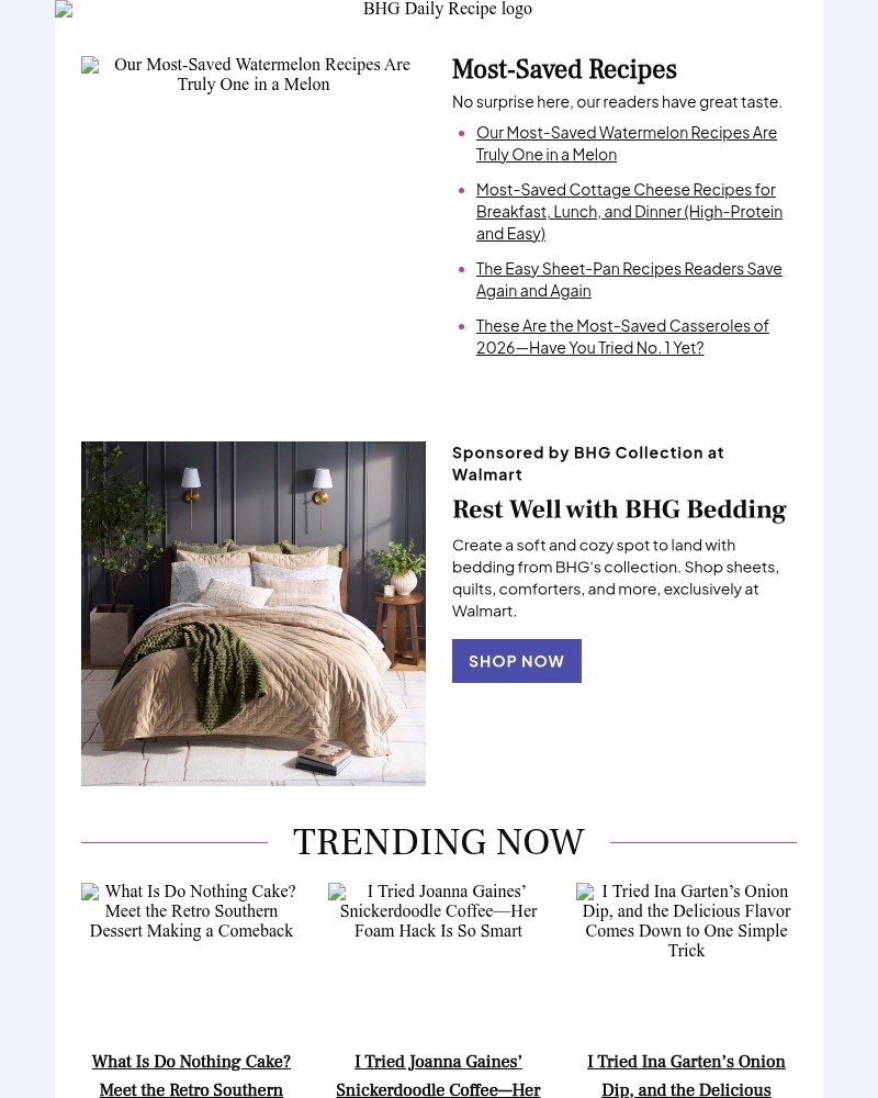 Screenshot of email sent to a Better Homes and Gardens Newsletter subscriber