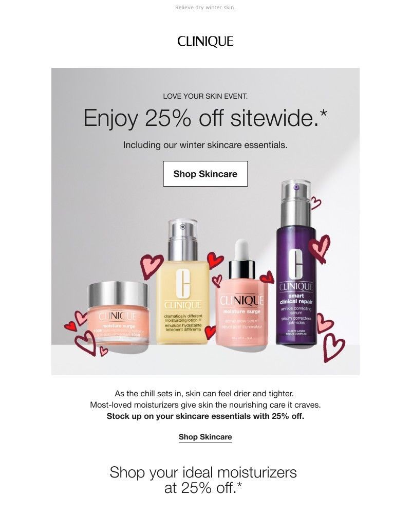 Screenshot of email sent to a Clinique Newsletter subscriber