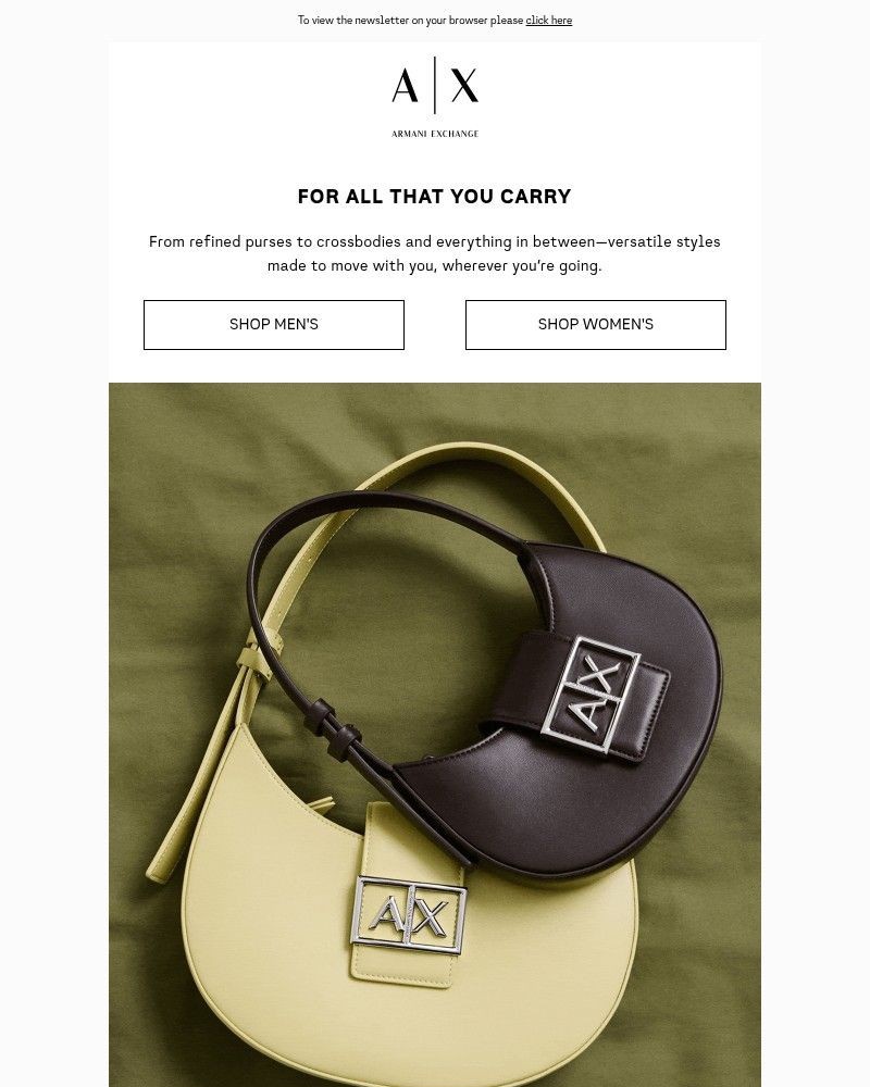 Screenshot of email sent to a Armani Exchange Newsletter subscriber