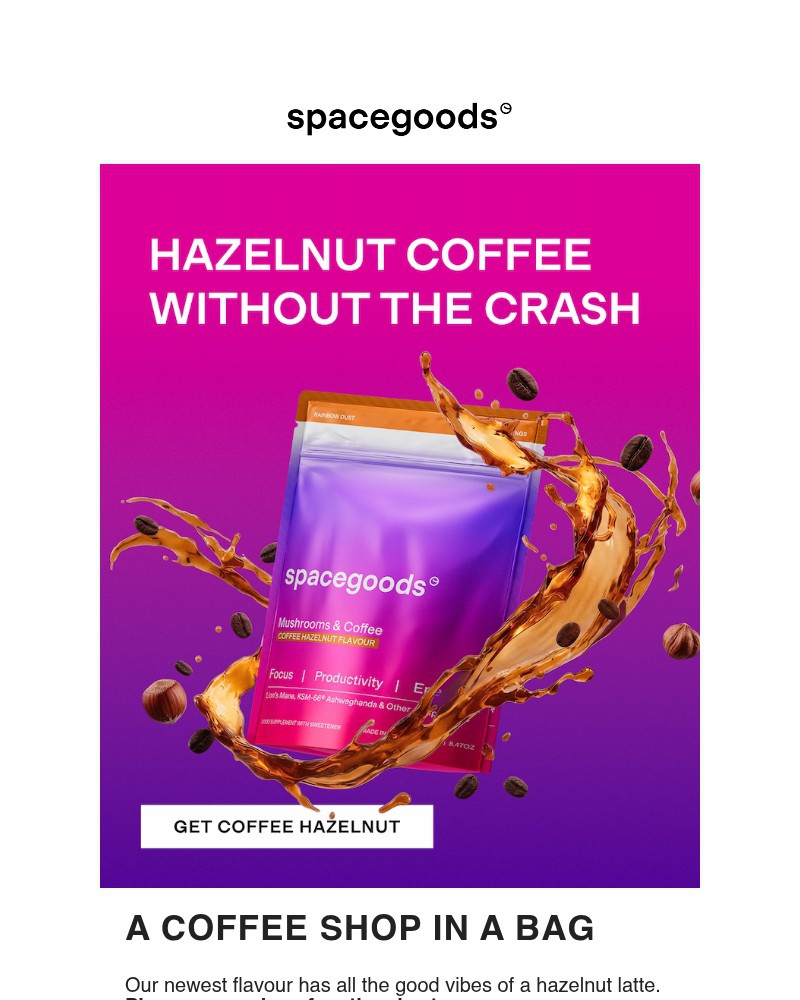 Screenshot of email sent to a Spacegoods Newsletter subscriber