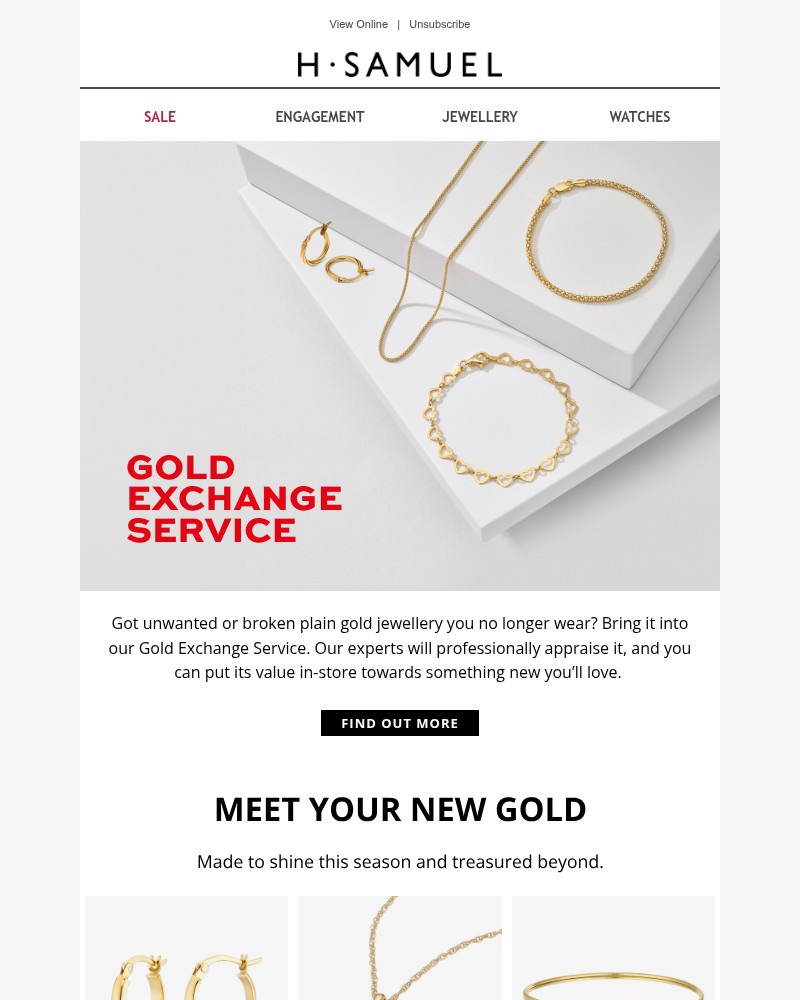 Screenshot of email sent to a H.Samuel Newsletter subscriber