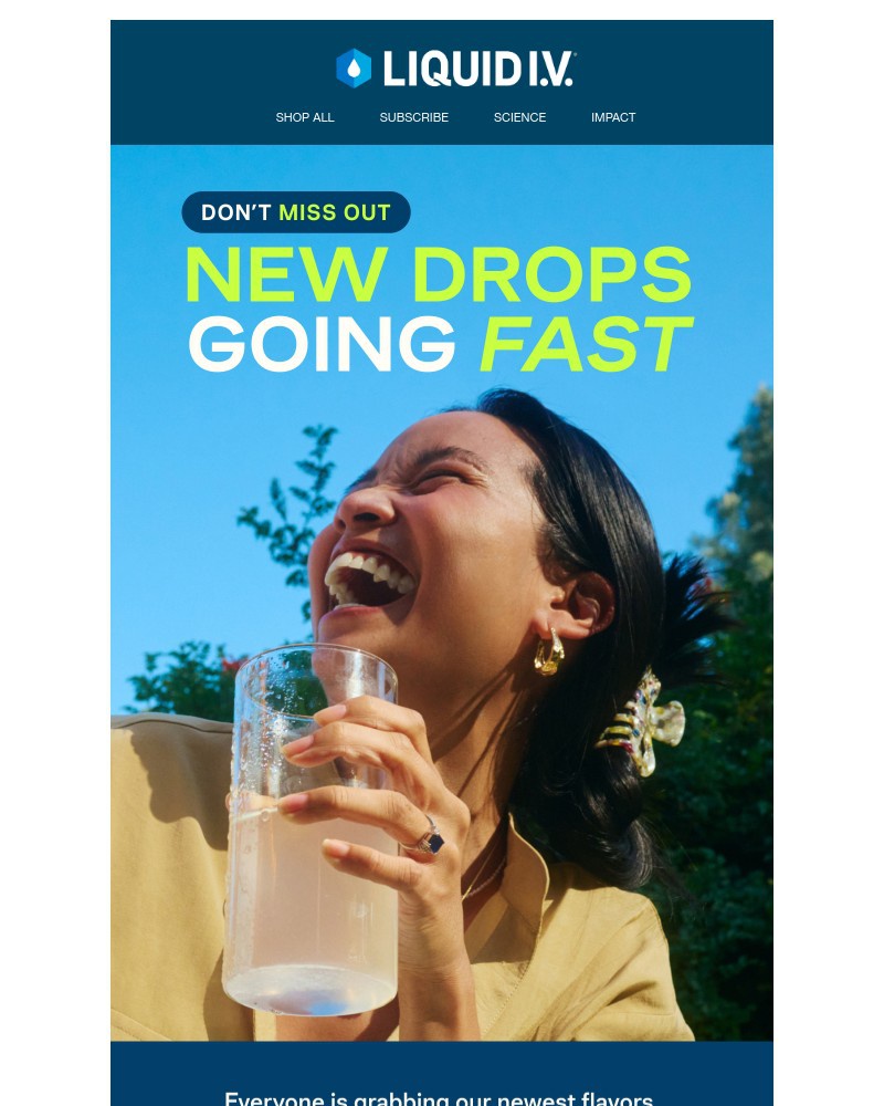 Screenshot of email sent to a Liquid I.V. Newsletter subscriber