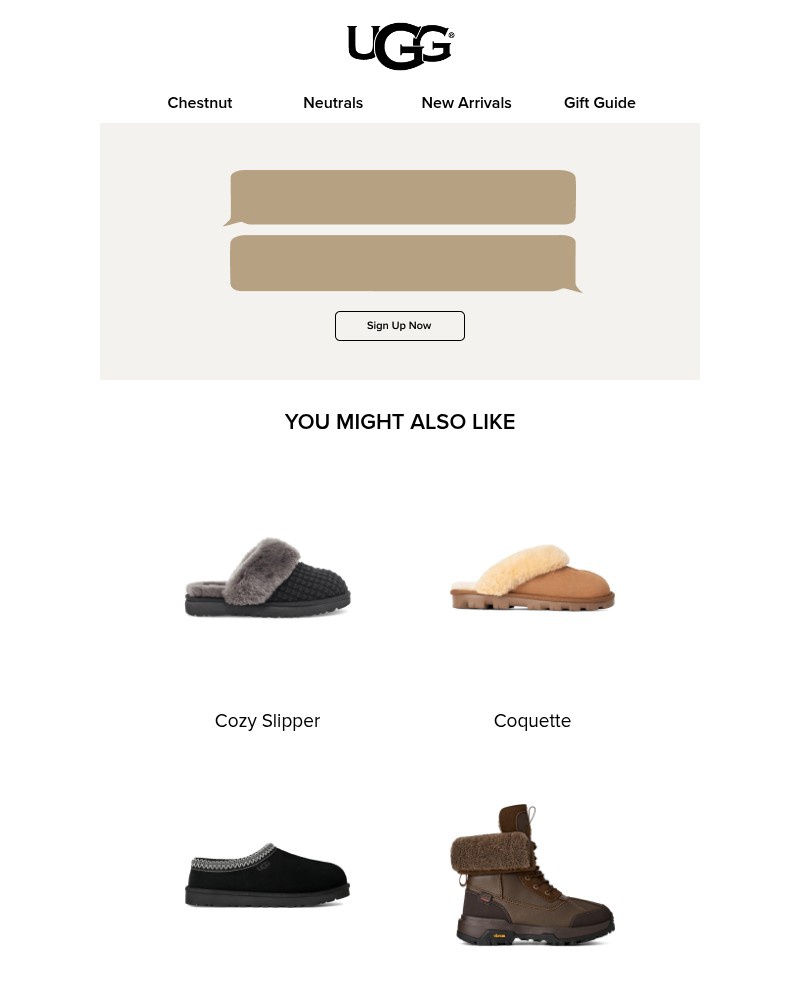 Screenshot of email sent to a UGG Newsletter subscriber