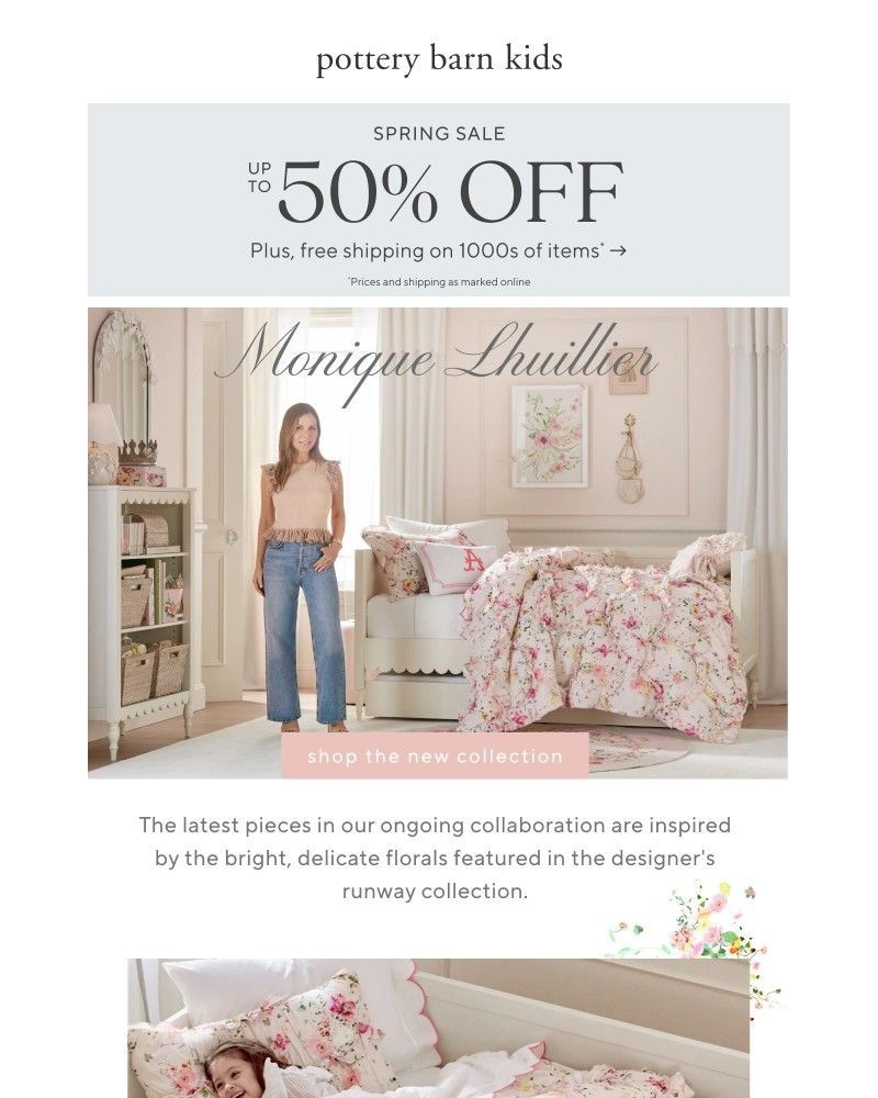 Screenshot of email sent to a Pottery Barn Newsletter subscriber