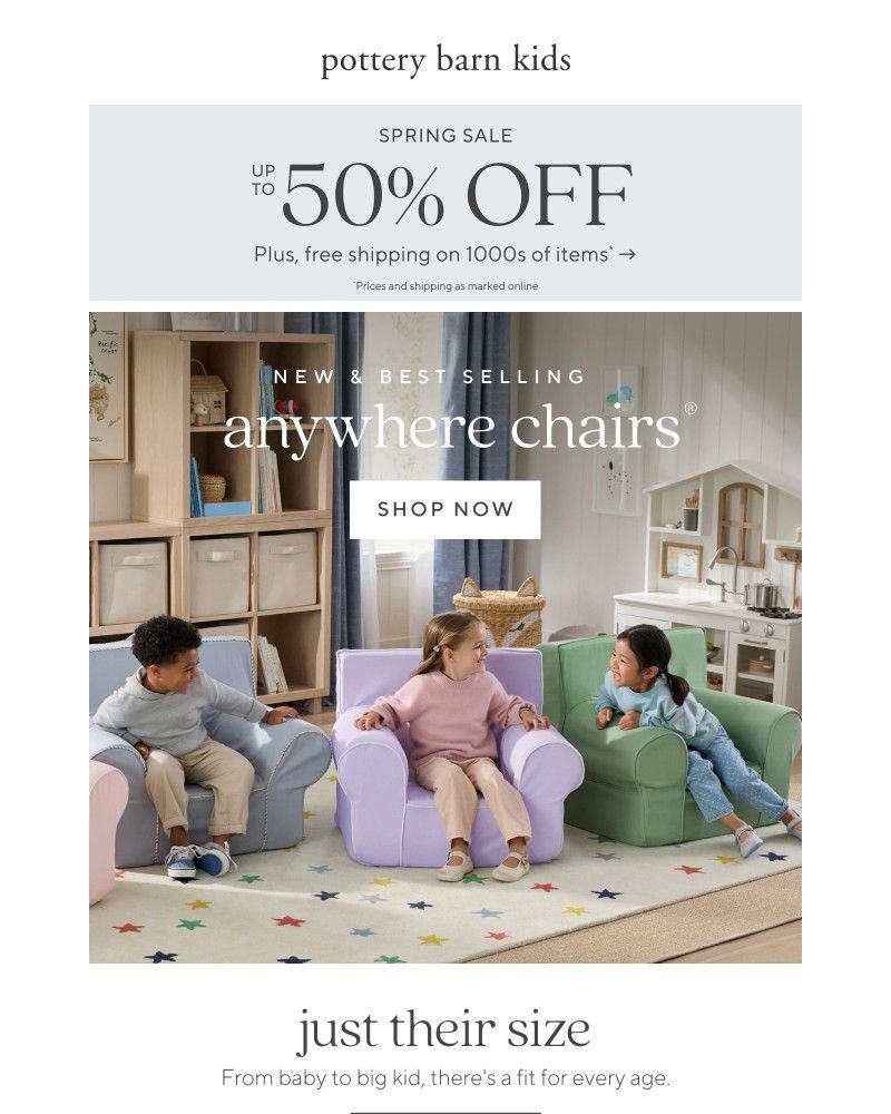 Screenshot of email sent to a Pottery Barn Newsletter subscriber