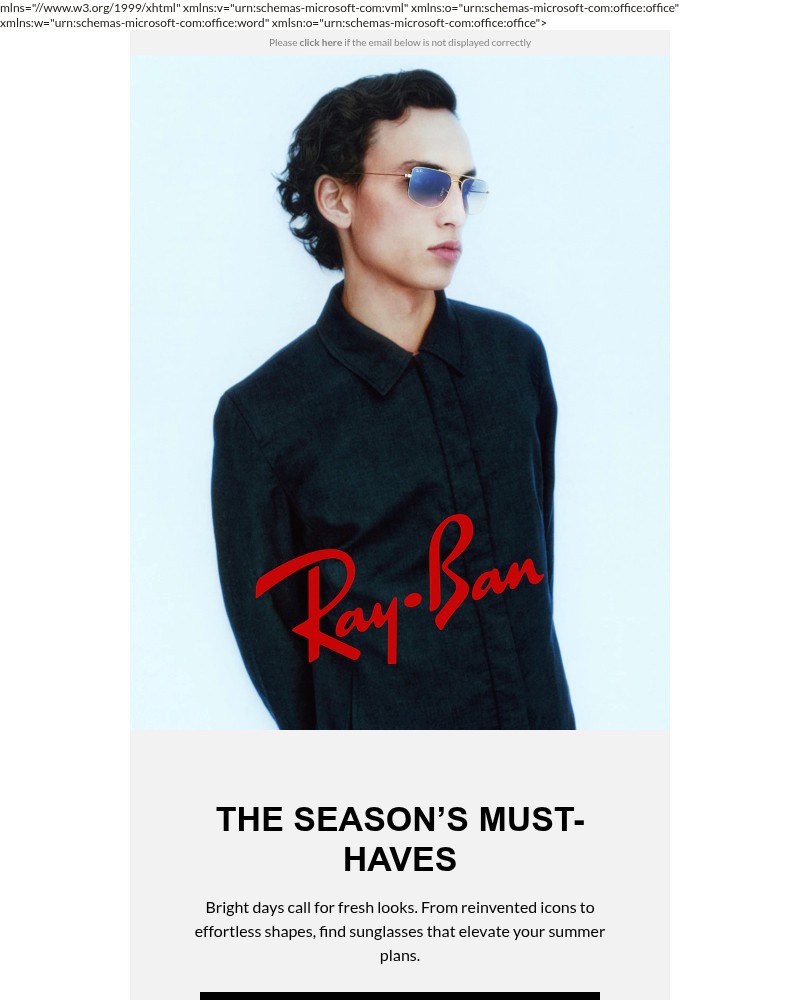 Screenshot of email sent to a Ray-Ban Newsletter subscriber