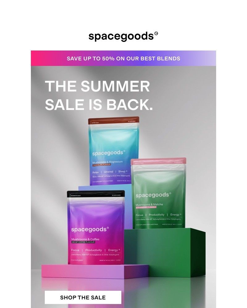 Screenshot of email sent to a Spacegoods Newsletter subscriber