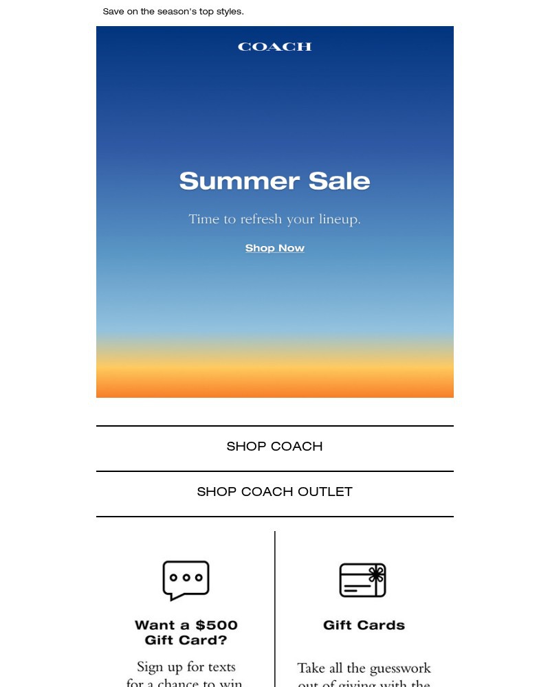 Screenshot of email sent to a Coach Newsletter subscriber