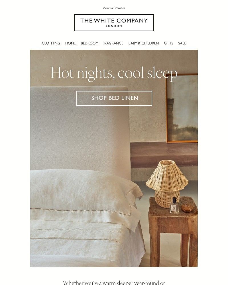 Screenshot of email sent to a The White Company Cart abandoner