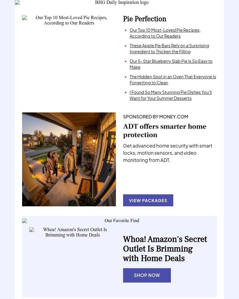 Screenshot of email sent to a Better Homes and Gardens Newsletter subscriber