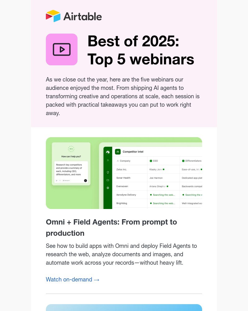Screenshot of email sent to a Airtable Registered user