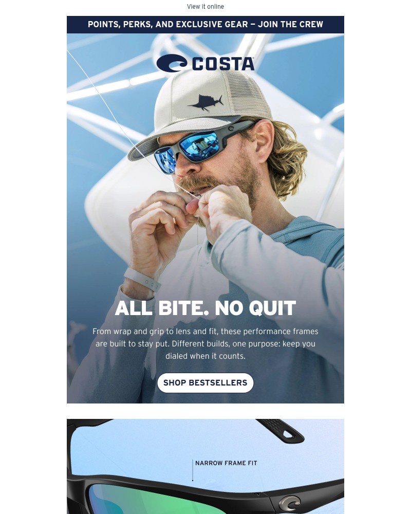 Screenshot of email sent to a Costa del Mar Newsletter subscriber