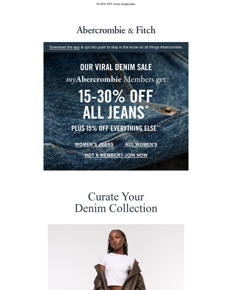 Screenshot of email sent to a Abercrombie Newsletter subscriber