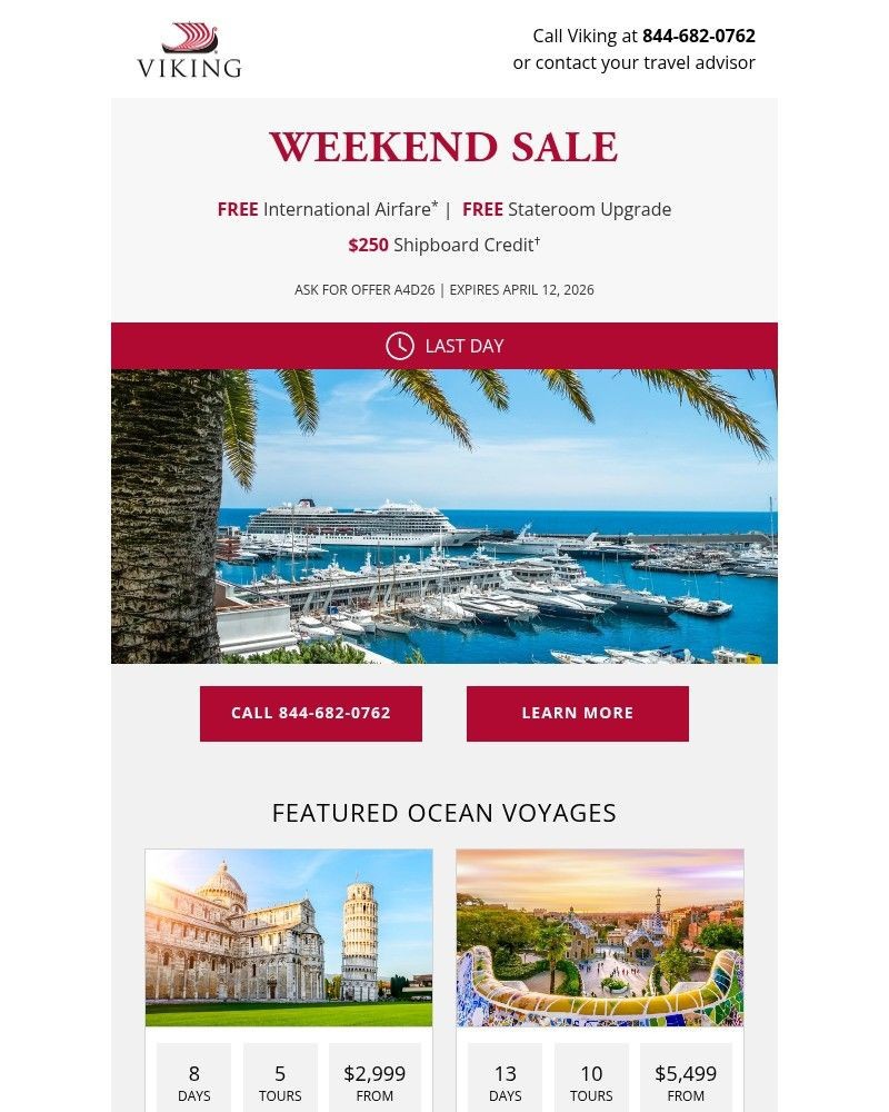 Screenshot of email with subject /media/emails/our-weekend-sale-ends-today-free-airfare-on-summer-ocean-voyages-64a2e8-cropped-0946be0a.jpg