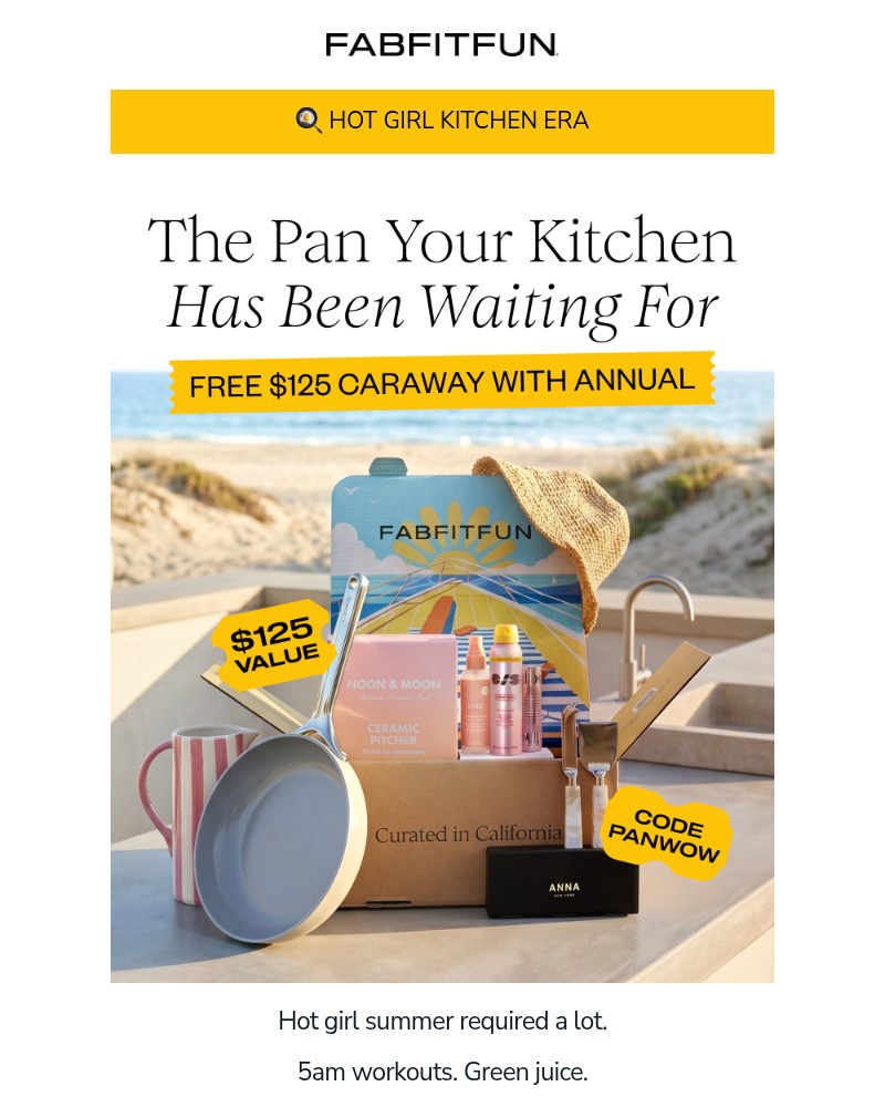 Screenshot of email sent to a FabFitFun Newsletter subscriber