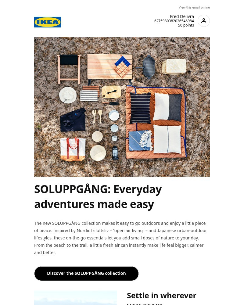 Screenshot of email sent to a Ikea Registered user