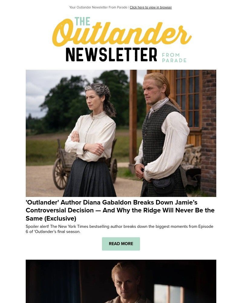 Screenshot of email sent to a Parade Newsletter subscriber