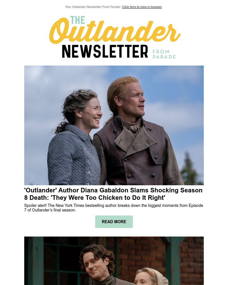 Screenshot of email sent to a Parade Newsletter subscriber