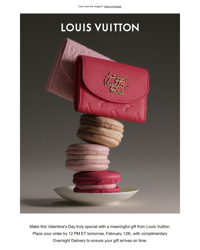 Screenshot of email sent to a Louis Vuitton Newsletter subscriber