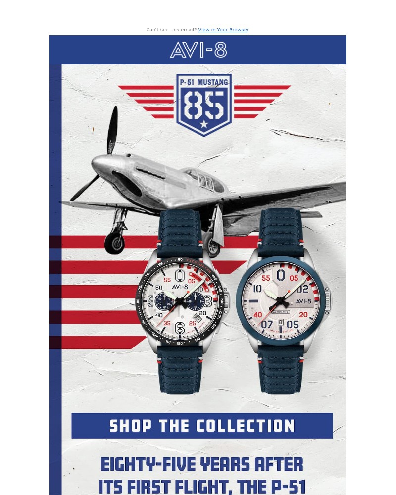 Screenshot of email sent to a AVI-8 Newsletter subscriber