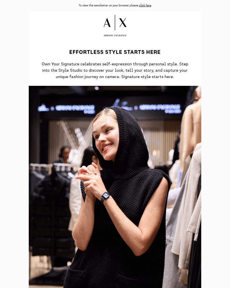 Screenshot of email sent to a Armani Exchange Newsletter subscriber