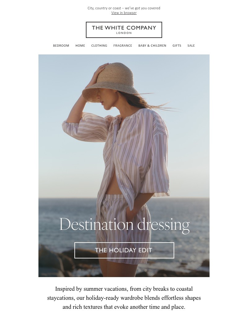 Screenshot of email sent to a The White Company Cart abandoner