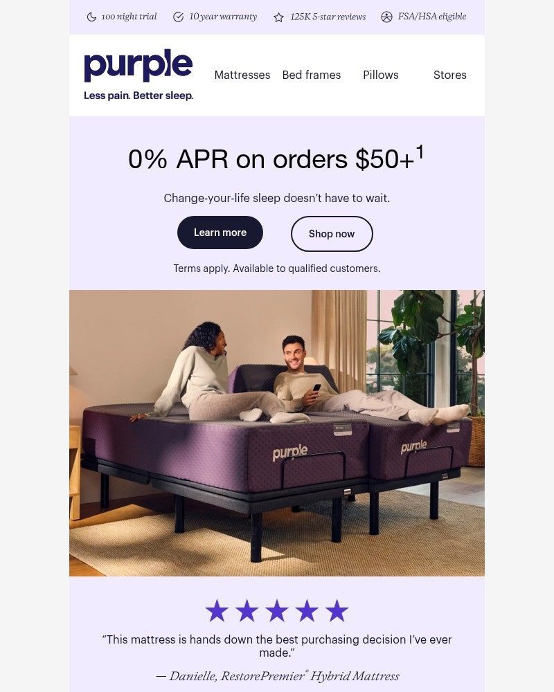 Screenshot of email sent to a Purple Cart abandoner
