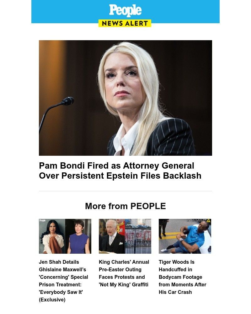 Screenshot of email sent to a People Newsletter subscriber