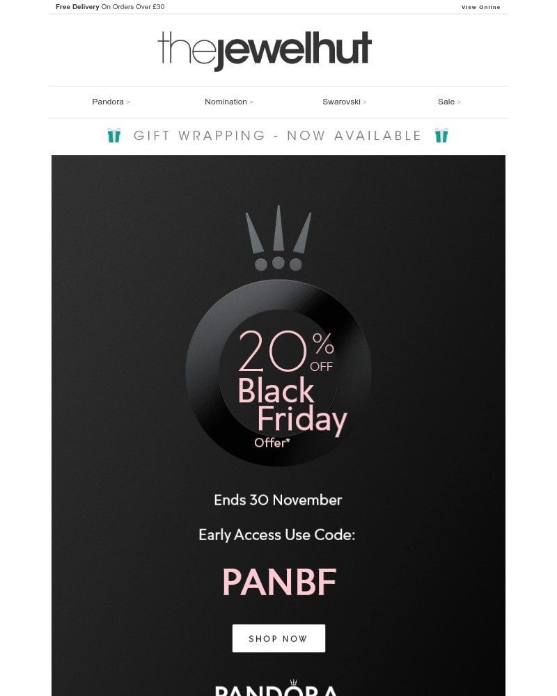 Screenshot of email with subject /media/emails/pandora-black-friday-20-off-early-access-27c35f-cropped-5bf6b809.jpg