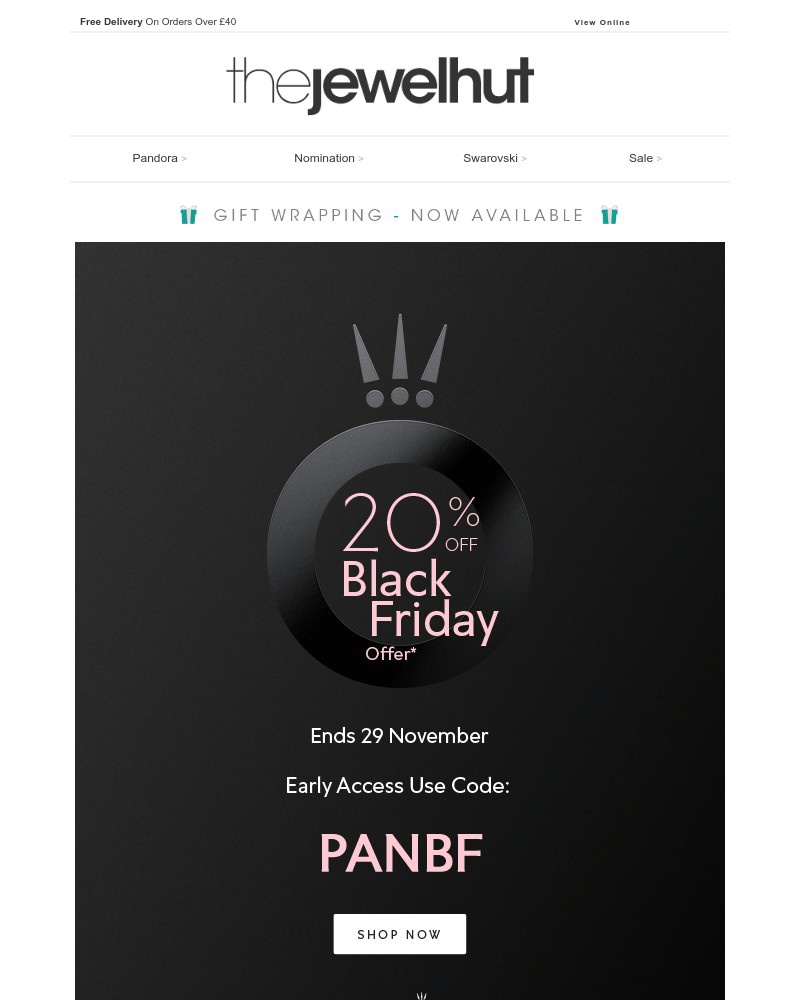 Screenshot of email with subject /media/emails/pandora-black-friday-early-access-20-off-a4f853-cropped-041364b5.jpg