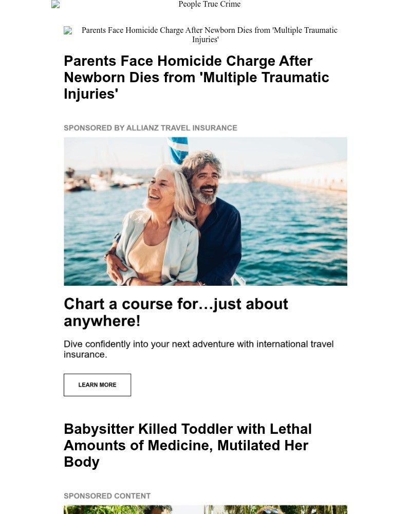 Screenshot of email sent to a People Newsletter subscriber