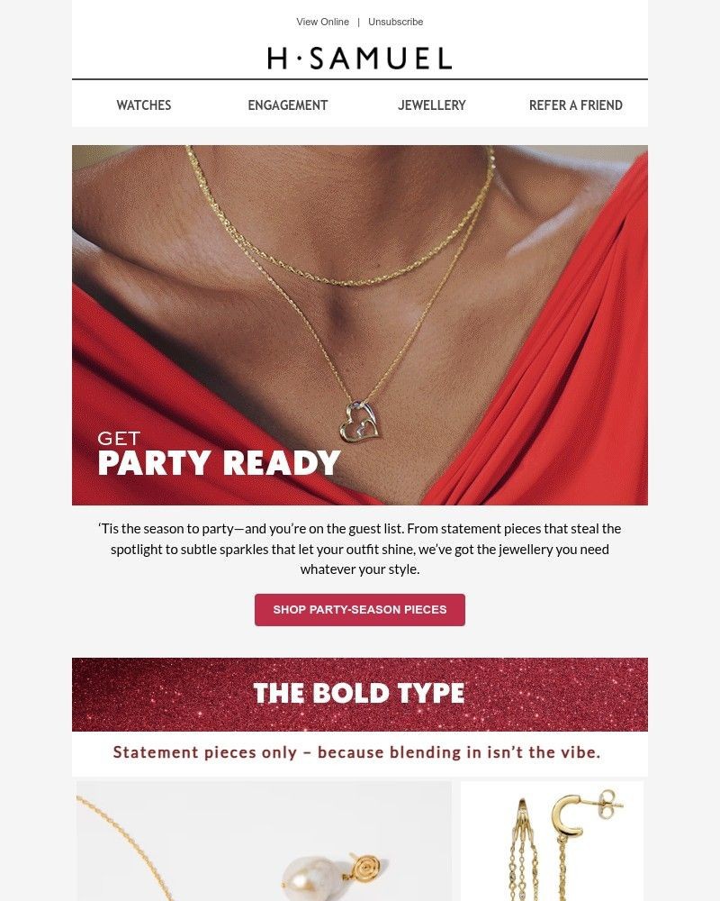 Screenshot of email sent to a H.Samuel Newsletter subscriber