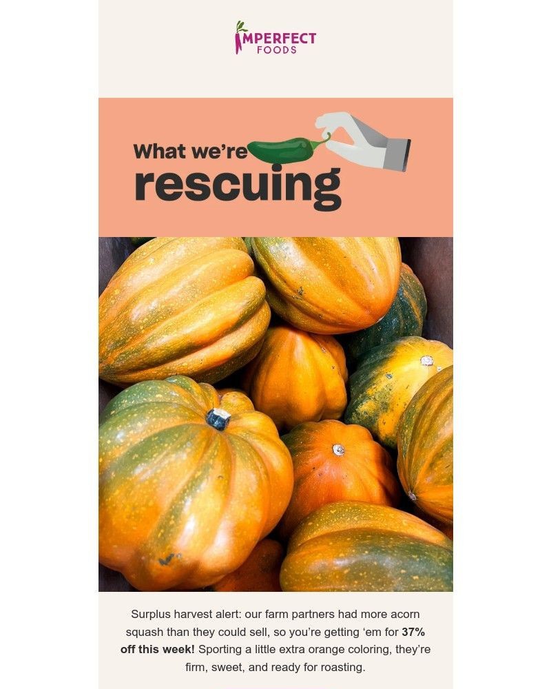 Screenshot of email sent to a Imperfect Foods Registered user