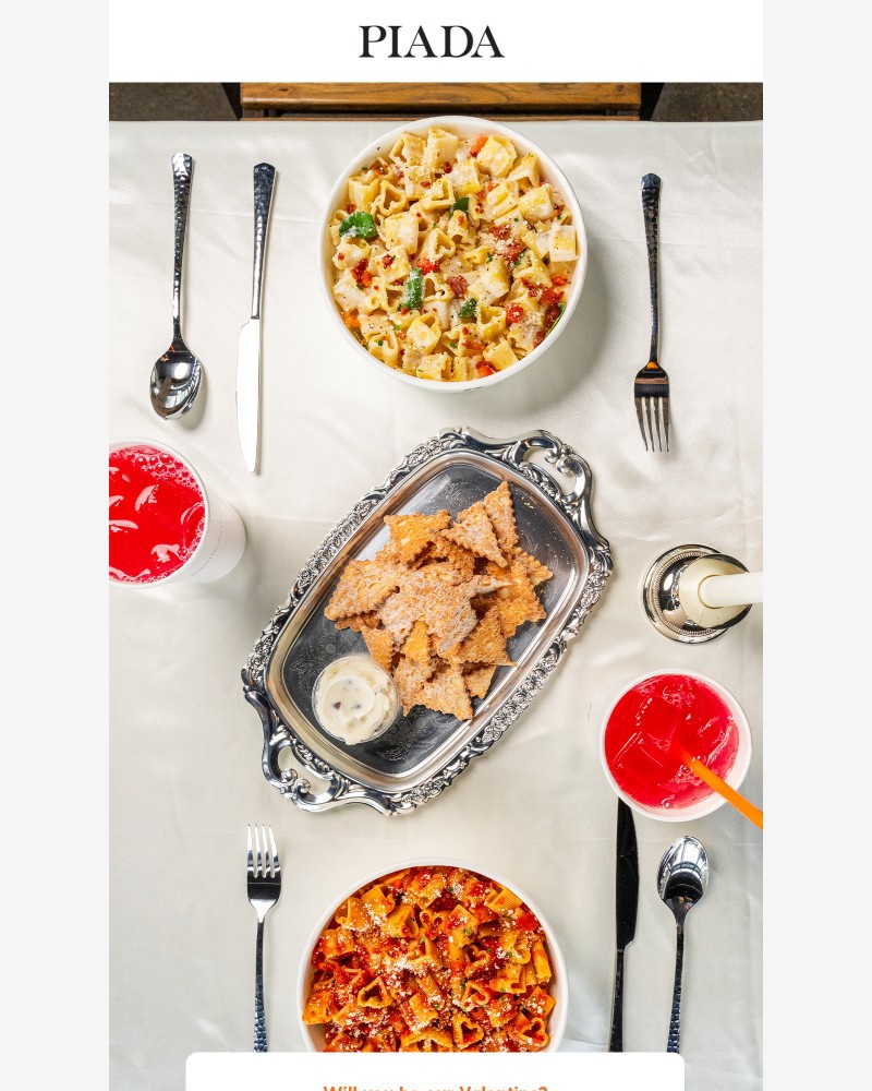 Screenshot of email sent to a Piada Italian Street Food Newsletter subscriber