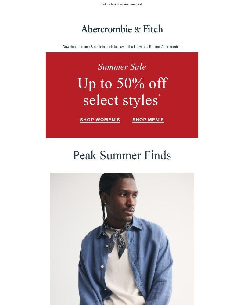 Screenshot of email sent to a Abercrombie Newsletter subscriber