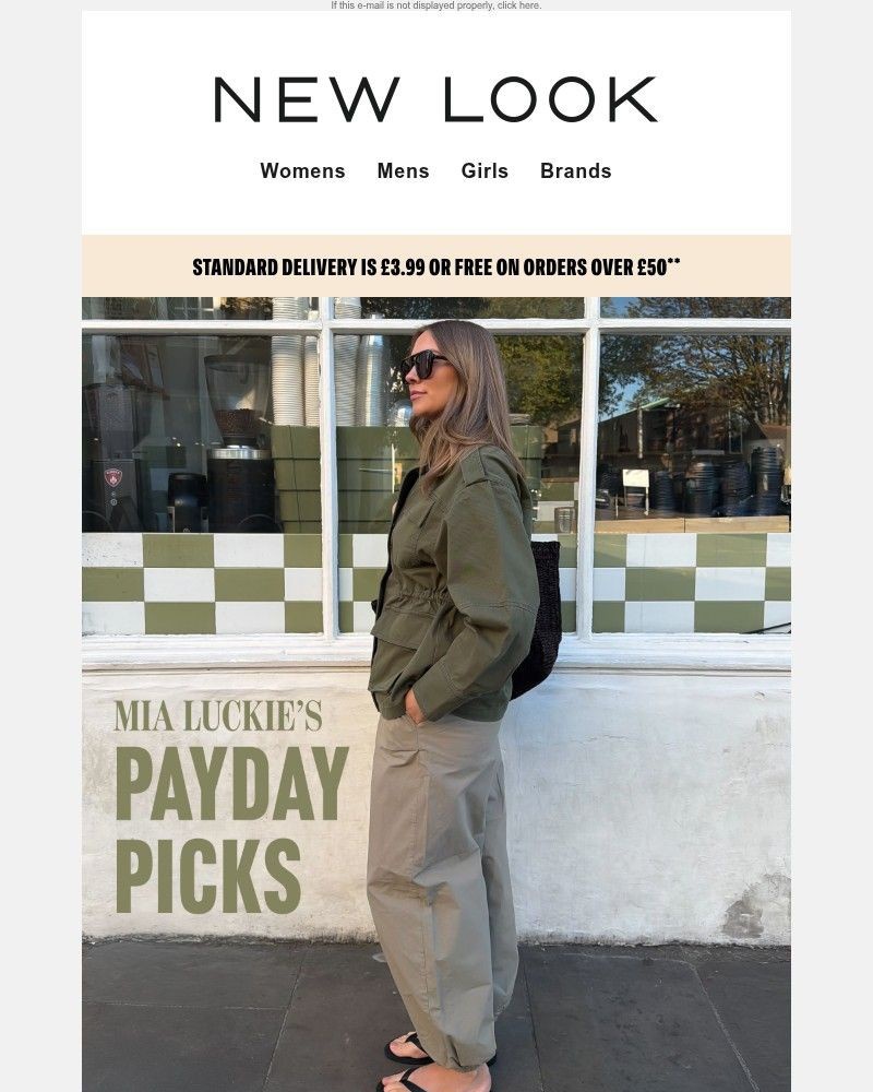 Screenshot of email sent to a New Look Newsletter subscriber