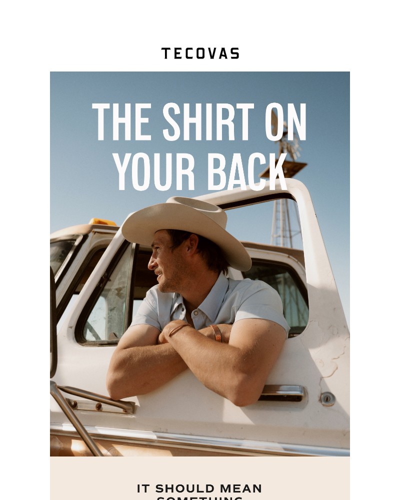 Screenshot of email sent to a Tecovas Newsletter subscriber