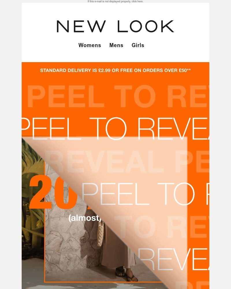 Screenshot of email sent to a New Look Newsletter subscriber
