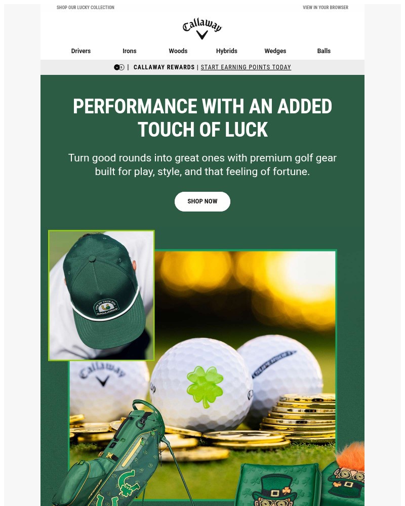 Screenshot of email sent to a Callaway Golf Newsletter subscriber
